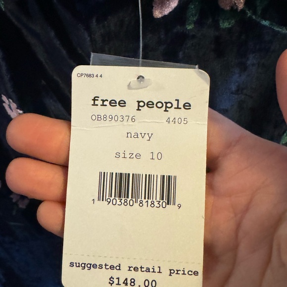 Free People floral velvet ruched front dress size 10 NWT - Picture 10 of 13